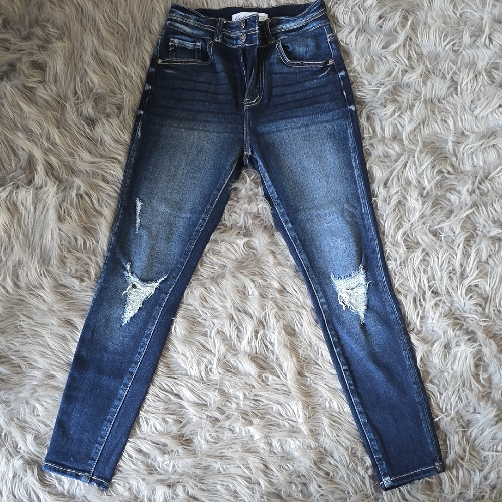 KanCan Dark Blue Distressed Skinny Jeans